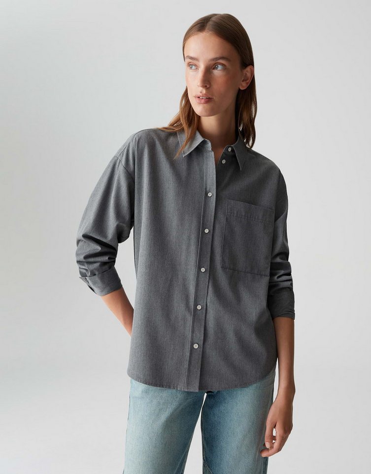 OPUS Hemdbluse FLANILLA aus weichem Flanell lockere Passform, dezente Struktur, Knopfleiste von OPUS