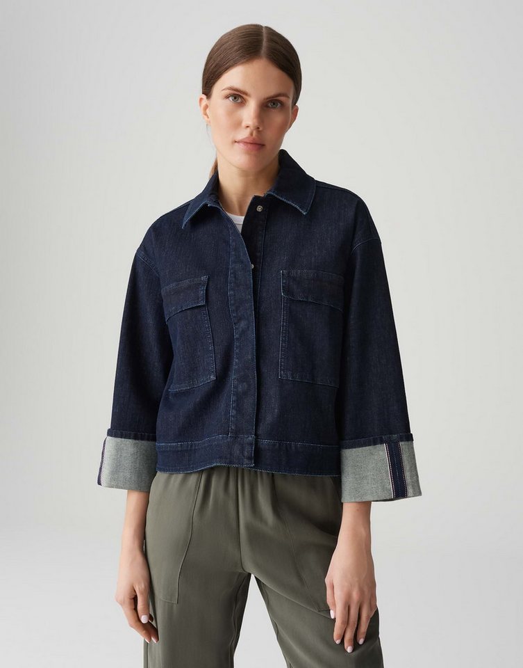 OPUS Jeansjacke HOLLICE mit Rinsed Waschung breiter Saum, aufgesetzte Pattentaschen, metallische Druckknöpfe von OPUS