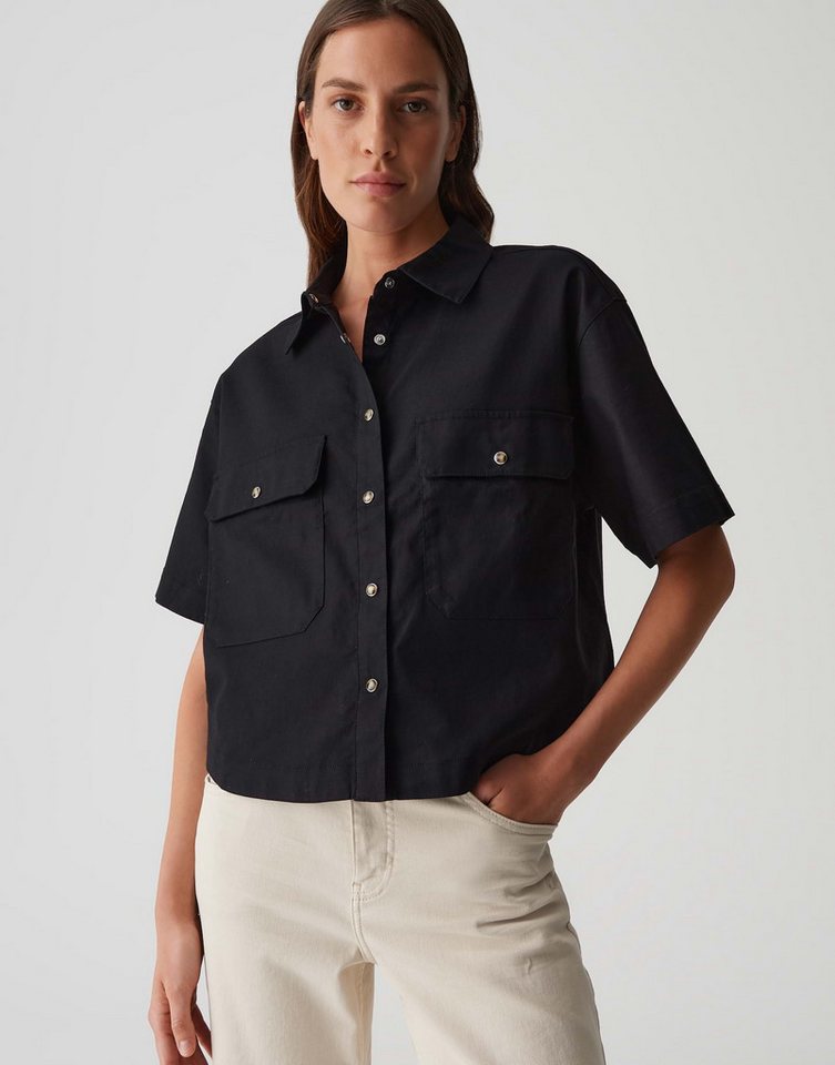 OPUS Kurzarmbluse FRINGO Boxy Fit aus Leinen Mix von OPUS