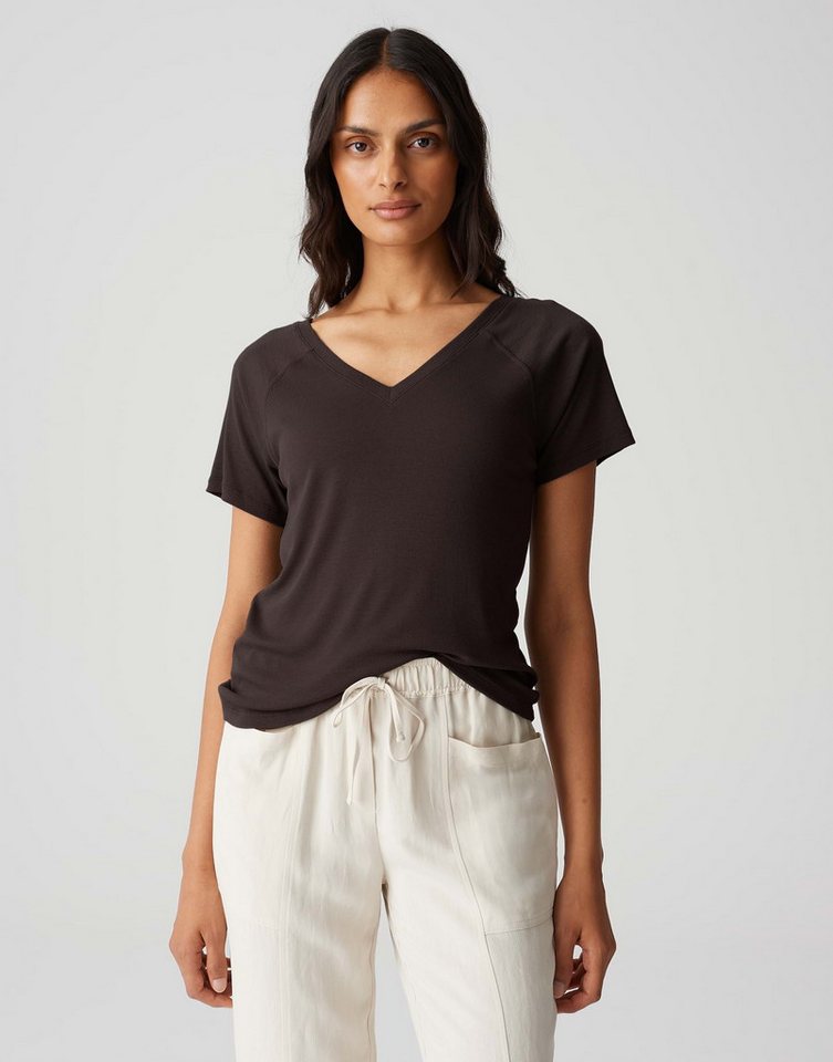 OPUS Kurzarmshirt SAVELLA Slim mit feiner Rippstruktur von OPUS