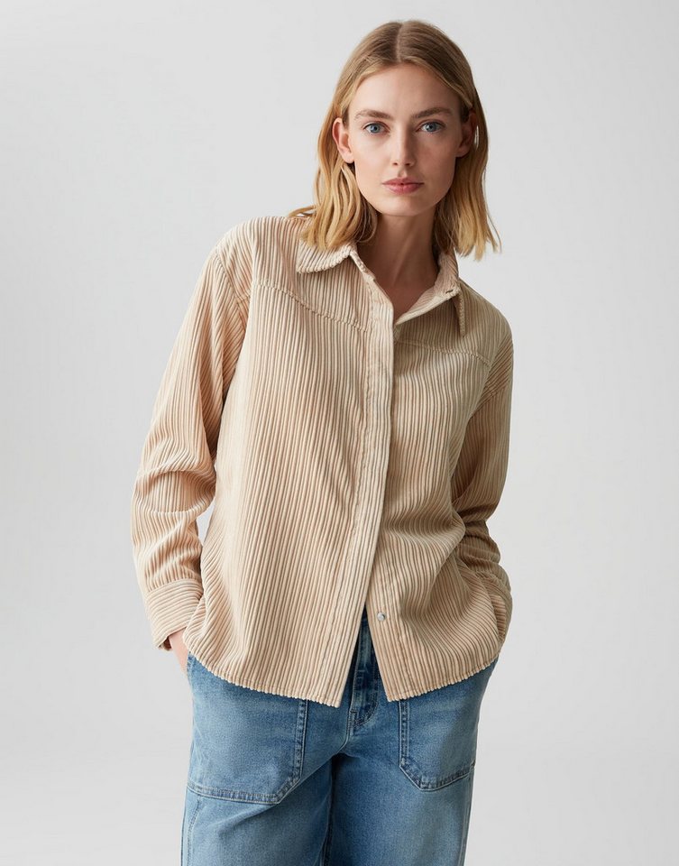 OPUS Langarmbluse FLANKY aus weichem Cord lockere Passform, weicher Griff, samtige Oberfläche von OPUS
