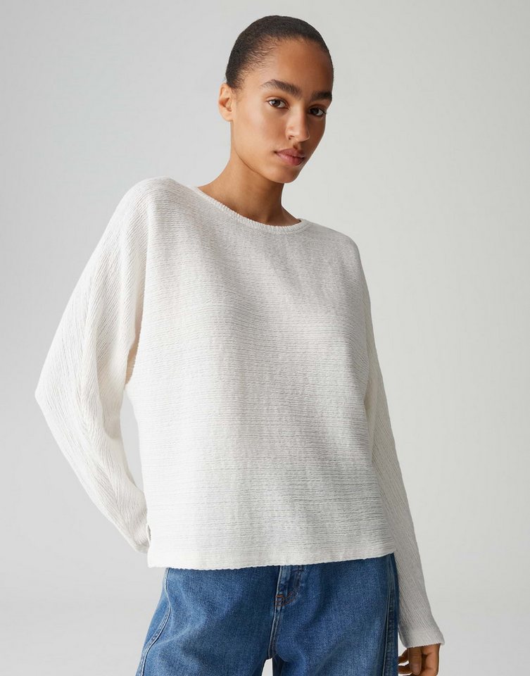 OPUS Langarmshirt SANUNI Loose mit Crinkle Effekt weite Passform, weicher Griff von OPUS