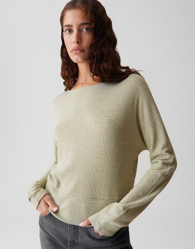 OPUS Langarmshirt SELLU Regular überschnittener Langarm, schmal zulaufend, U-Boot-Ausschnitt von OPUS