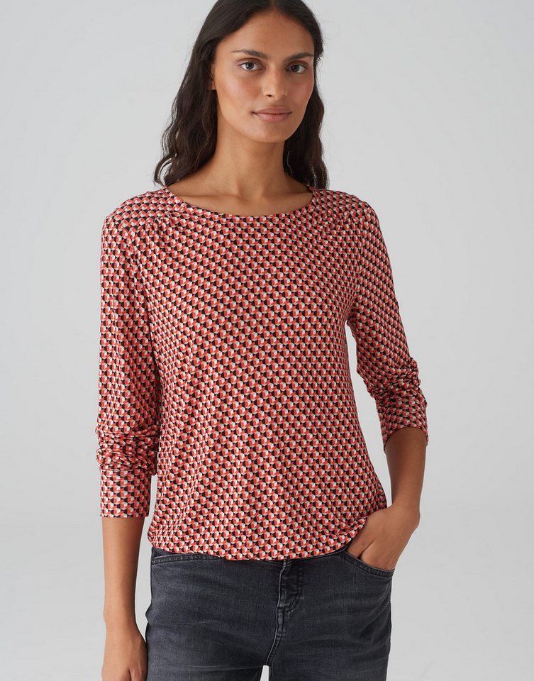 OPUS Langarmshirt Shirt SUTHA ABSTRACT Regular aus ECOVERO™ Viskose von OPUS