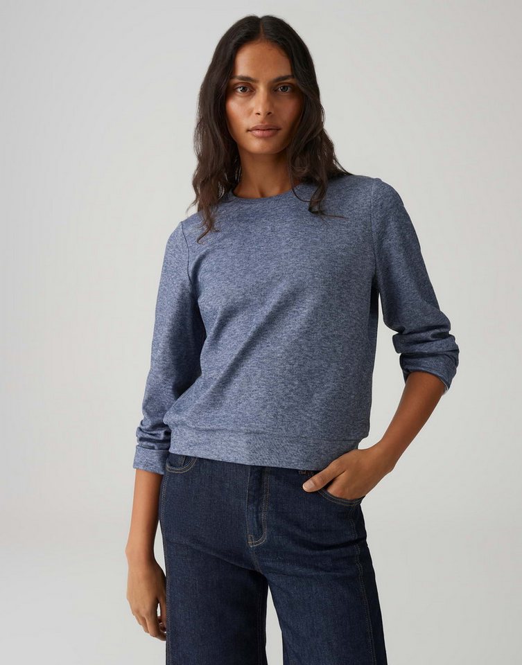 OPUS Longsleeve SAMIKE in Mélange Optik Schmale Passform, gerader Schnitt, Langarm, angeraute Oberfläche von OPUS