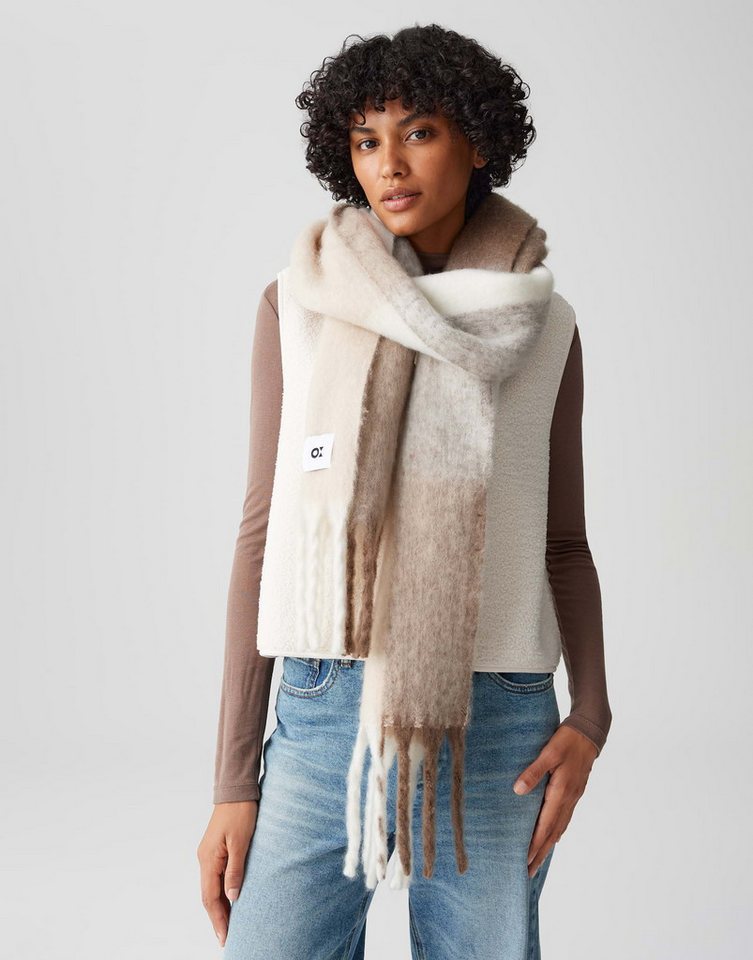 OPUS Schal ASCOTTIE mit Fransen, one size, weicher Griff, gebürstete Oberfläche von OPUS