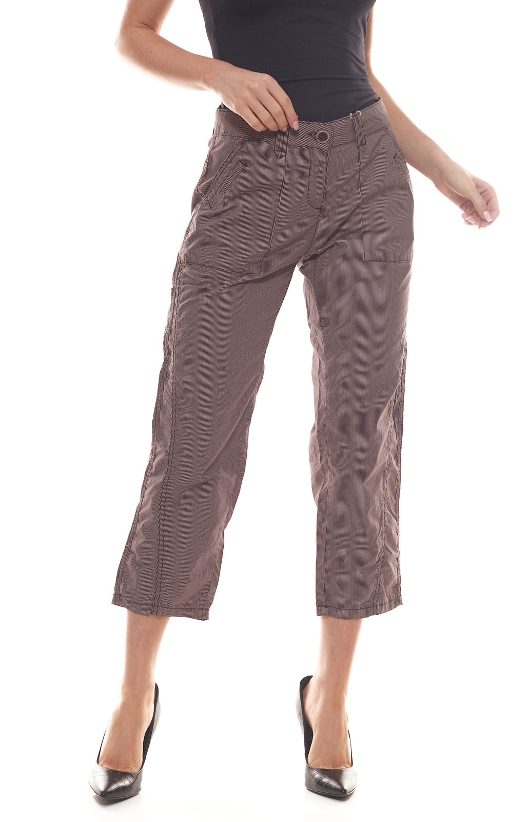 OPUS Stoff-Hose leichte Damen Ringel-Hose in 7/8-Länge Bordeaux von OPUS