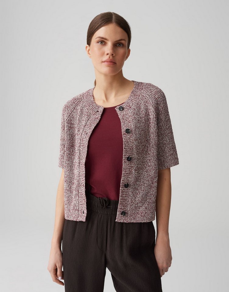 OPUS Strickjacke DACKI Slim mit Mouliné Effekt Webware von OPUS