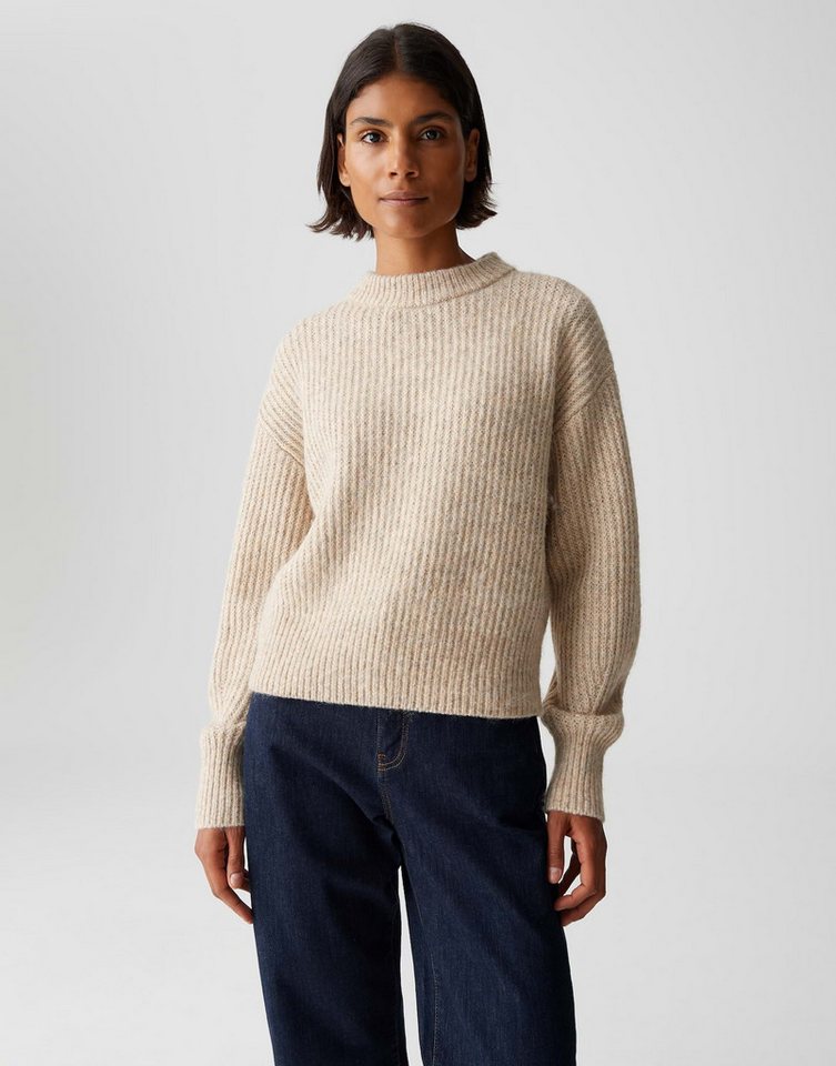 OPUS Strickpullover PLENI mit Rippstrickmuster überschnittene Schulter mit Langarm, Rippstruktur, weicher Griff von OPUS