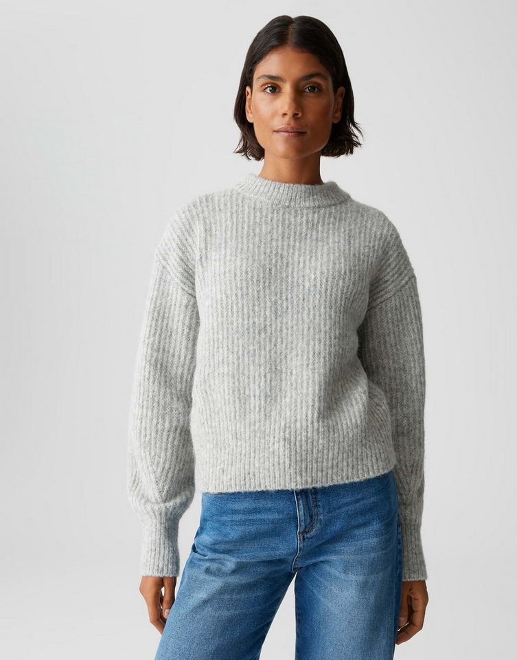 OPUS Strickpullover PLENI mit Rippstrickmuster überschnittene Schulter mit Langarm, Rippstruktur, weicher Griff von OPUS