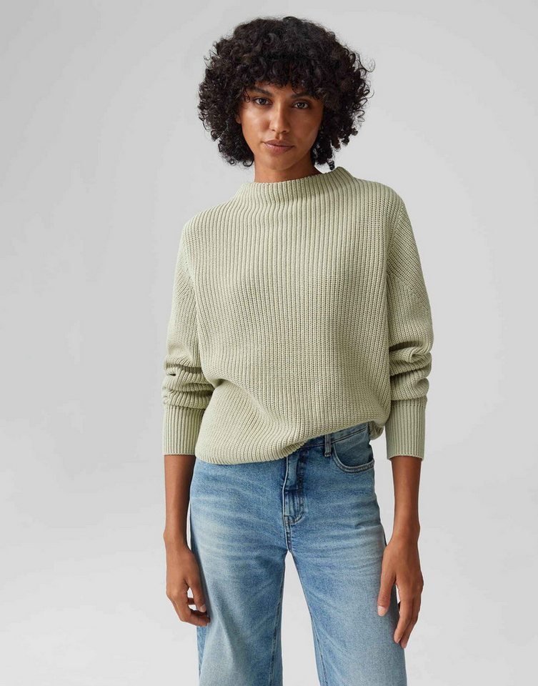 OPUS Strickpullover PONTELLE aus nachhaltigem BCI Cotton Funnel Neck, natürlicher Griff, Rippstruktur von OPUS