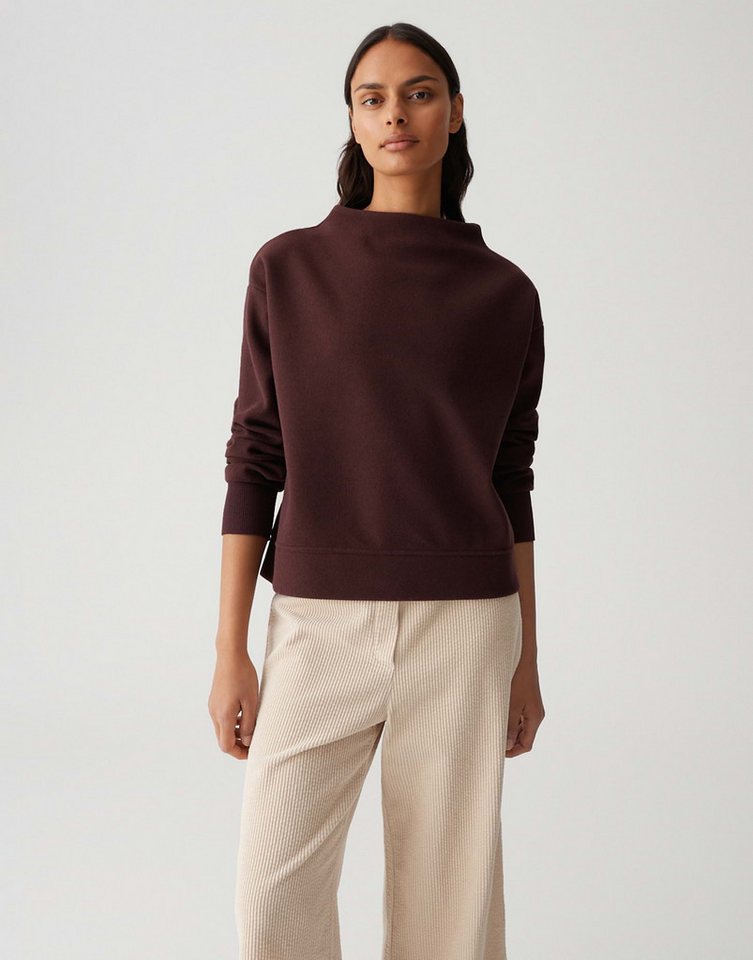 OPUS Sweatshirt GRUGER aus recyceltem Polyester überschnittene Schulter mit Langarm, weite Passform, Funnel Neck von OPUS