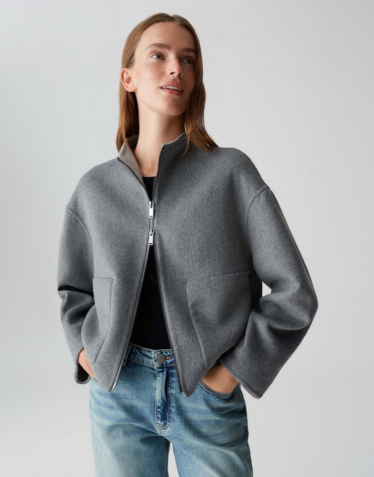 OPUS Wolljacke HELISA HELISA klassischer Kragen, überschnittene Schulter mit Langarm von OPUS