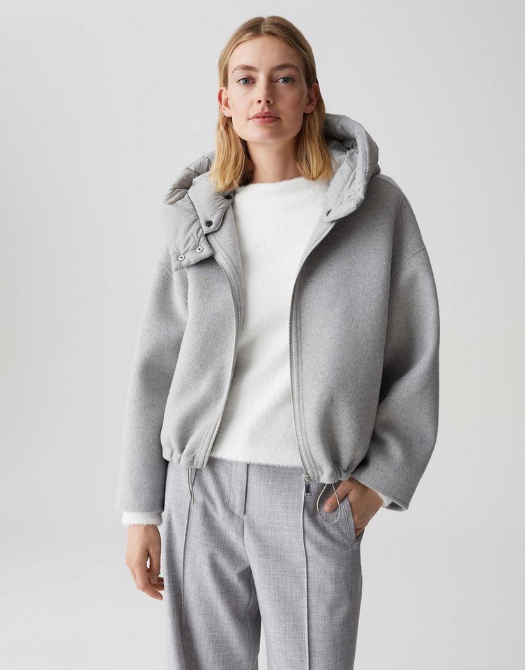 OPUS Wolljacke HIKONA Doublefaced mit abnehmbarer Kapuze lockere Passform, weicher Griff, matter Glanz in der Oberfläche von OPUS