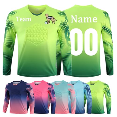 OPUTWDF Benutzerdefiniert Torwart Trikots für Erwachsene Kinder Torwarttrikot Set mit Namen Nummber Team Logo Personalisieren Tormann Trikot von OPUTWDF