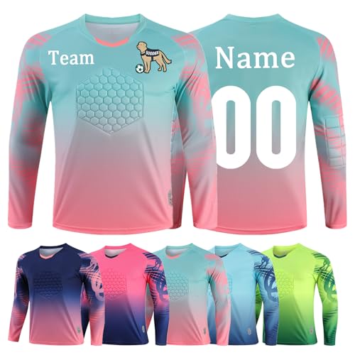 OPUTWDF Benutzerdefiniert Torwart Trikots für Erwachsene Kinder Torwarttrikot Set mit Namen Nummber Team Logo Personalisieren Tormann Trikot von OPUTWDF