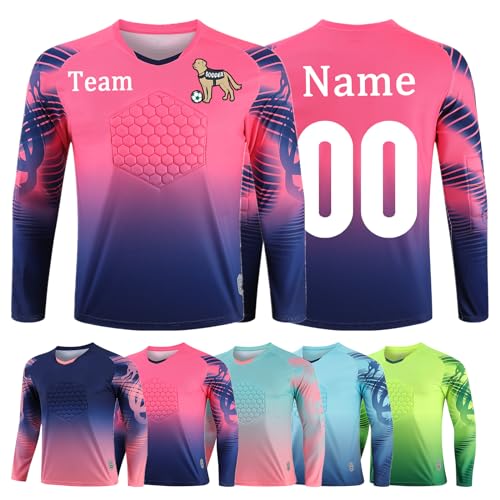 OPUTWDF Benutzerdefiniert Torwarttrikot Set Gepolstert für Kinder Herren Personalisiertes Torwart Trikot mit Name Team Logo Torwart Anzug von OPUTWDF