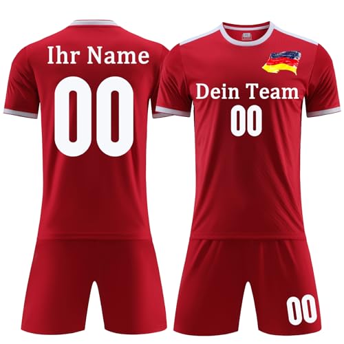 OPUTWDF Benutzerdefiniert Trikot mit Eigenem Namen Kinder Herren Personalisierte Fussball Trikot Kinder Jungen mit Nummer Team Logo von OPUTWDF