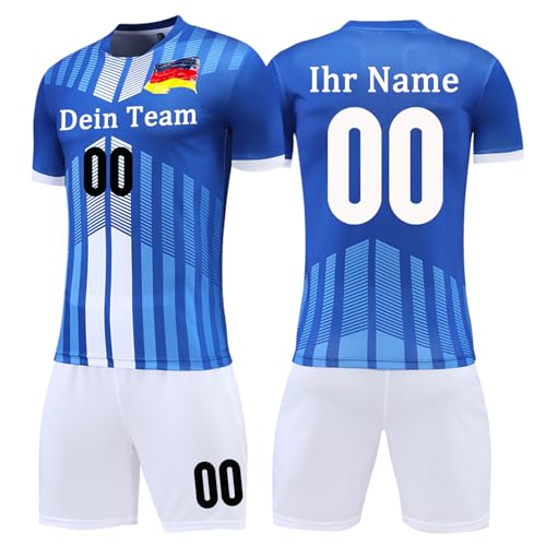 OPUTWDF Fussball Trikot Kinder Set Benutzerdefiniert Fußball Trikot Kinder Jungs mit Namen Nummer Logo von OPUTWDF