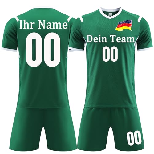 OPUTWDF Fussball Trikot Kinder Set Personalisiert Fußball Trikot Anzug Herren/Junge Football Tshirts Shorts Trikot mit Eigenem Namen von OPUTWDF