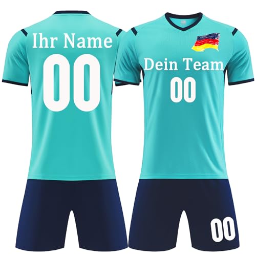 OPUTWDF Fussball Trikot Kinder Set Personalisiert Fußball Trikot Anzug Herren/Junge Football Tshirts Shorts Trikot mit Eigenem Namen von OPUTWDF