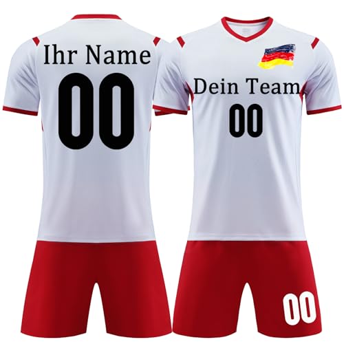 OPUTWDF Fussball Trikot Kinder Set Personalisiert Fußball Trikot Anzug Herren/Junge Football Tshirts Shorts Trikot mit Eigenem Namen von OPUTWDF