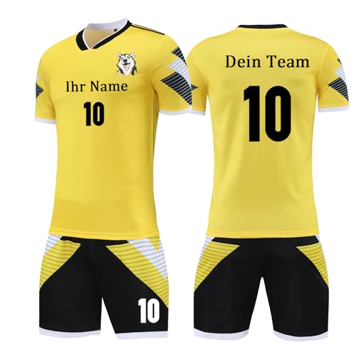 OPUTWDF Fussball Trikot Kinder Set mit Namen Nummer Team Logo Personalisiert Fußball Trikot mit Namen für Herren Jungs von OPUTWDF