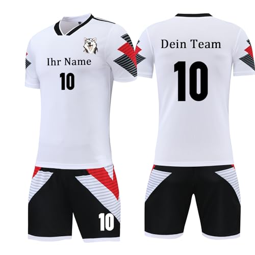 OPUTWDF Fussball Trikot Kinder Set mit Namen Nummer Team Logo Personalisiert Fußball Trikot mit Namen für Herren Jungs von OPUTWDF