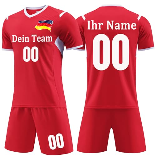 OPUTWDF Fußball Trikot mit Namen Personalisiert Kinder Jungen mit Nummer Team Logo Benutzerdefiniert Trikot von OPUTWDF