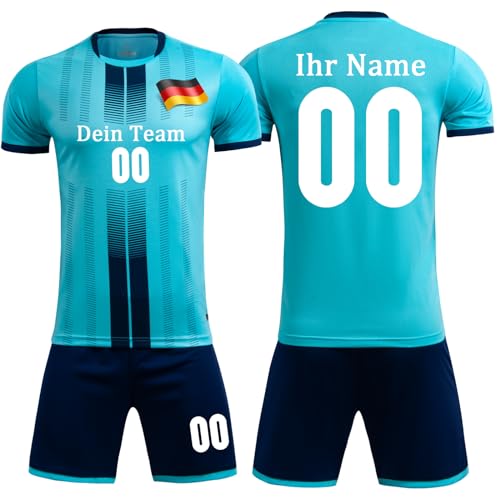 OPUTWDF Fußball Trikot mit Namen Set Jungen Personalisiert Fussball Trikot mit Nummer Set Kinder Herren Personalisieren Trikot und Shorts von OPUTWDF