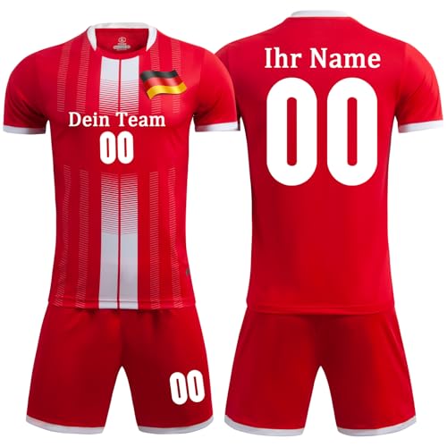 OPUTWDF Fußball Trikot mit Namen Set Jungen Personalisiert Fussball Trikot mit Nummer Set Kinder Herren Personalisieren Trikot und Shorts von OPUTWDF