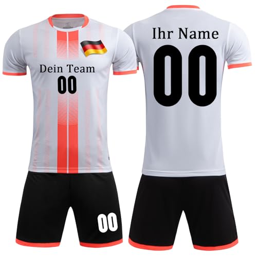 OPUTWDF Fußball Trikot mit Namen Set Jungen Personalisiert Fussball Trikot mit Nummer Set Kinder Herren Personalisieren Trikot und Shorts von OPUTWDF