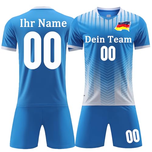 OPUTWDF Personalisiertes Football Trikot Kinder Erwachsene Fussball Trikots & Shorts mit Name Nummer Team Logo Fußball Trikot von OPUTWDF