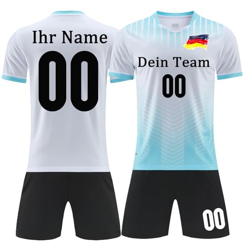 OPUTWDF Personalisiertes Football Trikot Kinder Erwachsene Fussball Trikots & Shorts mit Name Nummer Team Logo Fußball Trikot von OPUTWDF