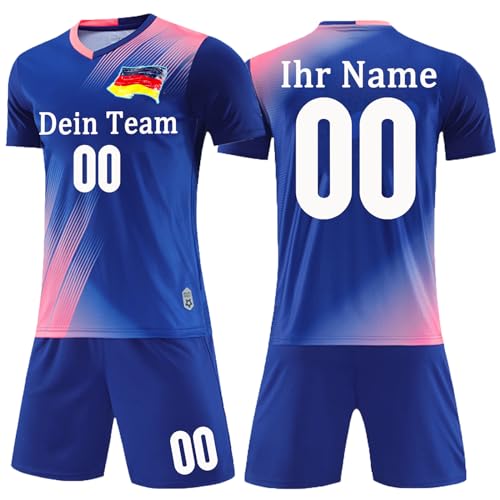 OPUTWDF Personalisiertes Fußball Trikot Kinder Jungs Benutzerdefiniertes Fussballtrikotset Herren Trikot mit Name Fussball Trikot Set von OPUTWDF