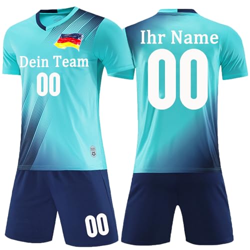 OPUTWDF Personalisiertes Fußball Trikot Kinders Erwachsene Fusstball Shorts&Trikots mit Namen Nummer Football Trikot von OPUTWDF