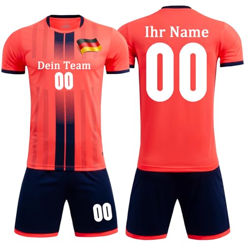 OPUTWDF Personifizieren Fussball Trikot Kinder Erwachsene Hemd & Kurze Set mit Nummer Name Team Logo Fußball Trikot Set von OPUTWDF