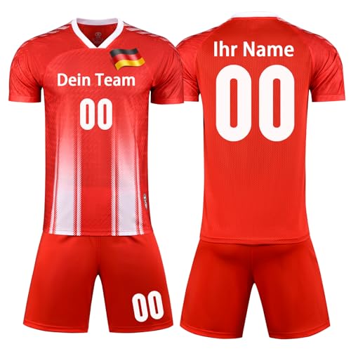 OPUTWDF Personifizieren Fussball Trikot Kinder Erwachsene Hemd & Kurze Set mit Nummer Name Team Logo Fußball Trikot Set von OPUTWDF