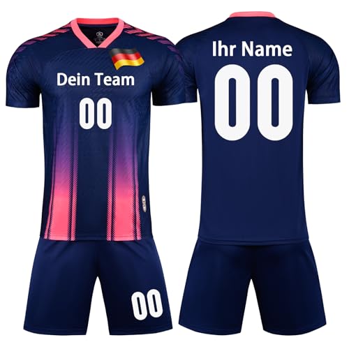 OPUTWDF Personifizieren Fussball Trikot Kinder Erwachsene Hemd & Kurze Set mit Nummer Name Team Logo Fußball Trikot Set von OPUTWDF