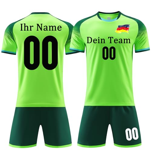 OPUTWDF Personifizieren Fussball Trikot Kinder Set Erwachsene Fußball Trikot mit Eigenem Namen Nummer Team Logo Fussballtrikot Hemd & Kurze Set von OPUTWDF