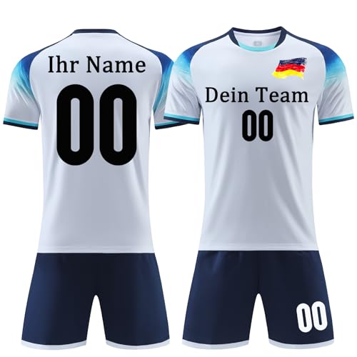 OPUTWDF Personifizieren Fussball Trikot Kinder Set Erwachsene Fußball Trikot mit Eigenem Namen Nummer Team Logo Fussballtrikot Hemd & Kurze Set von OPUTWDF