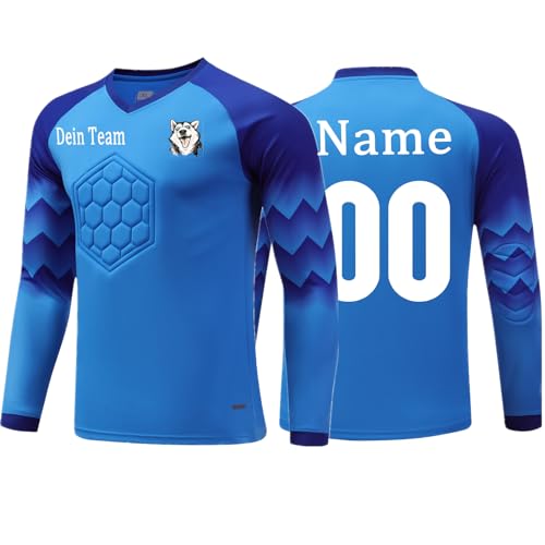 OPUTWDF Torwarttrikot Kinder Set mit Namen Nummer Team Logo Personalisiert Fussball Torwart Trikots mit Namen für Herren Jungs von OPUTWDF