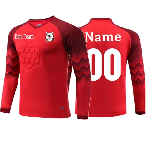 OPUTWDF Torwarttrikot Kinder Set mit Namen Nummer Team Logo Personalisiert Fussball Torwart Trikots mit Namen für Herren Jungs von OPUTWDF