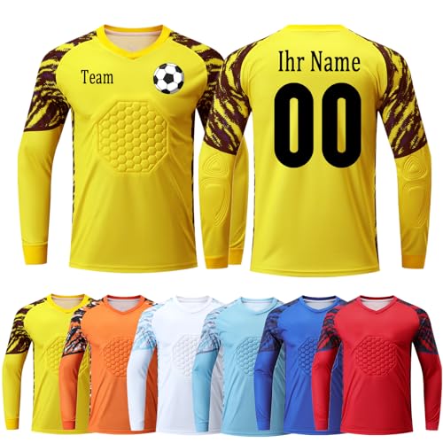 OPUTWDF Torwarttrikot Personalisiert für Kinder Erwachsene Benutzerdefiniert Tormann Trikot Kinder mit Namen Nummer Team Logo Torwarttrikot Fußballtrikot Geschenk von OPUTWDF