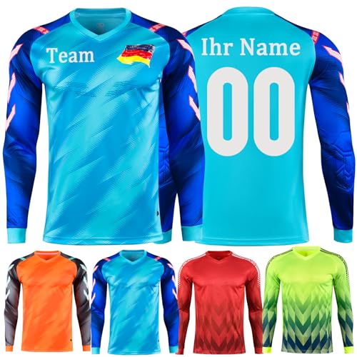 OPUTWDF Torwarttrikot mit Ellbogenschutz Kinder mit Namen Nummer Personalisiert Torwarttrikot Herren mit Team Logo von OPUTWDF