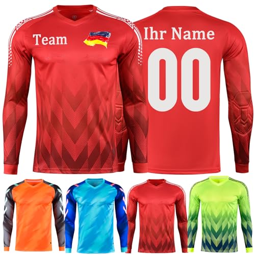 OPUTWDF Torwarttrikot mit Ellbogenschutz Kinder mit Namen Nummer Personalisiert Torwarttrikot Herren mit Team Logo von OPUTWDF