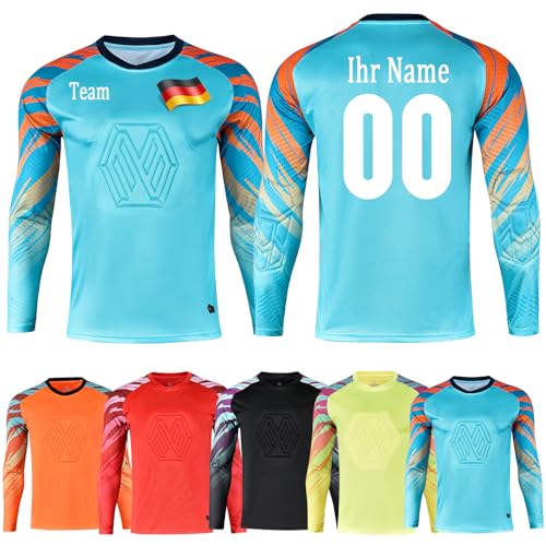 OPUTWDF Torwarttrikot mit Namen Nummer Personalisieren Fußball Torwarttrikots für Jungen Kinder Benutzerdefiniert Torwart Trikots mit Mannschaft Logo von OPUTWDF