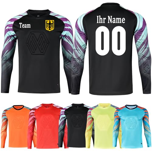 OPUTWDF Torwarttrikot mit Namen Nummer Personalisieren Fußball Torwarttrikots für Jungen Kinder Benutzerdefiniert Torwart Trikots mit Mannschaft Logo von OPUTWDF