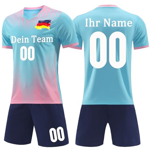 OPUTWDF Trikot Personalisiert Fussball Trikot Jungen Kinder - Fußball Shorts&Trikots mit GRATIS Name Nummer Team Logo Football Trikot von OPUTWDF