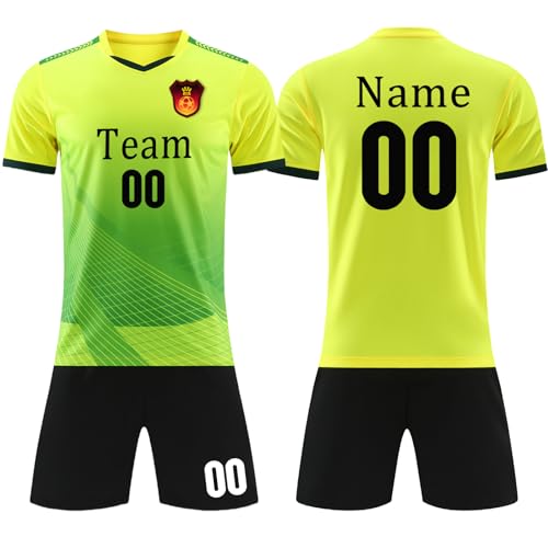OPUTWDF Trikot Personalisiert Fussball Trikot Jungen Kinder - Fußball Shorts&Trikots mit GRATIS Name Nummer Team Logo Football Trikot von OPUTWDF